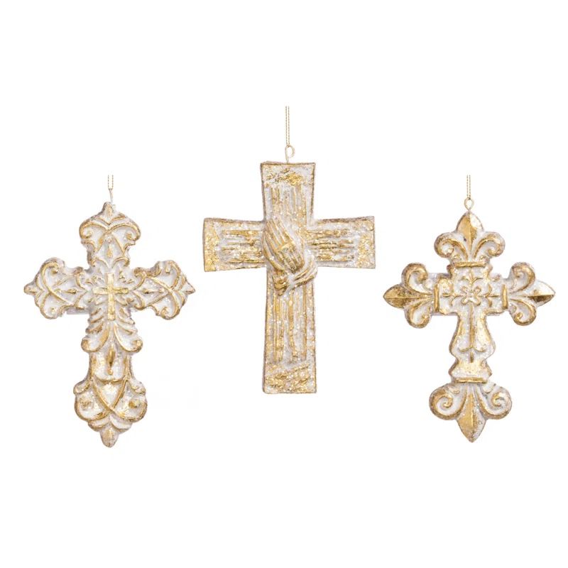 3 Piece Cross Shaped Ornament Set | Wayfair North America