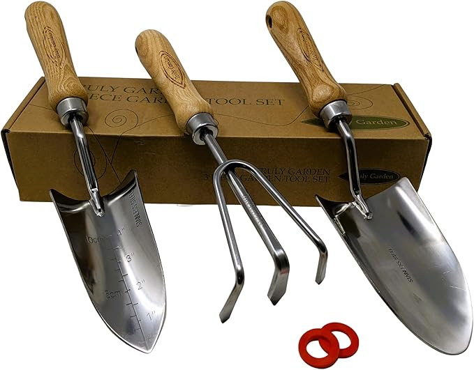 Classic 3-Piece Garden Tool Set - Durable Stainless Steel with Wood Handles. Trowel, Rake & Trans... | Amazon (US)