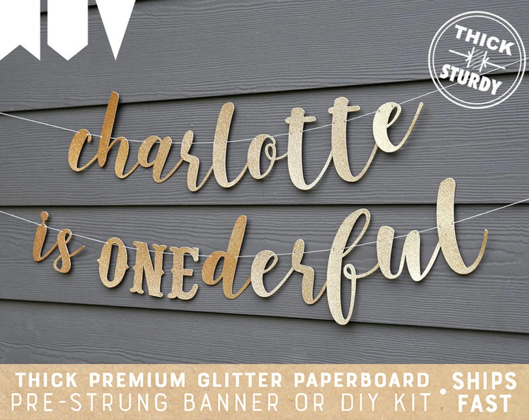 Onederful Banner With Custom Name, 1st Birthday, Glitter Party Decorations, Cursive Banner - Etsy | Etsy (US)