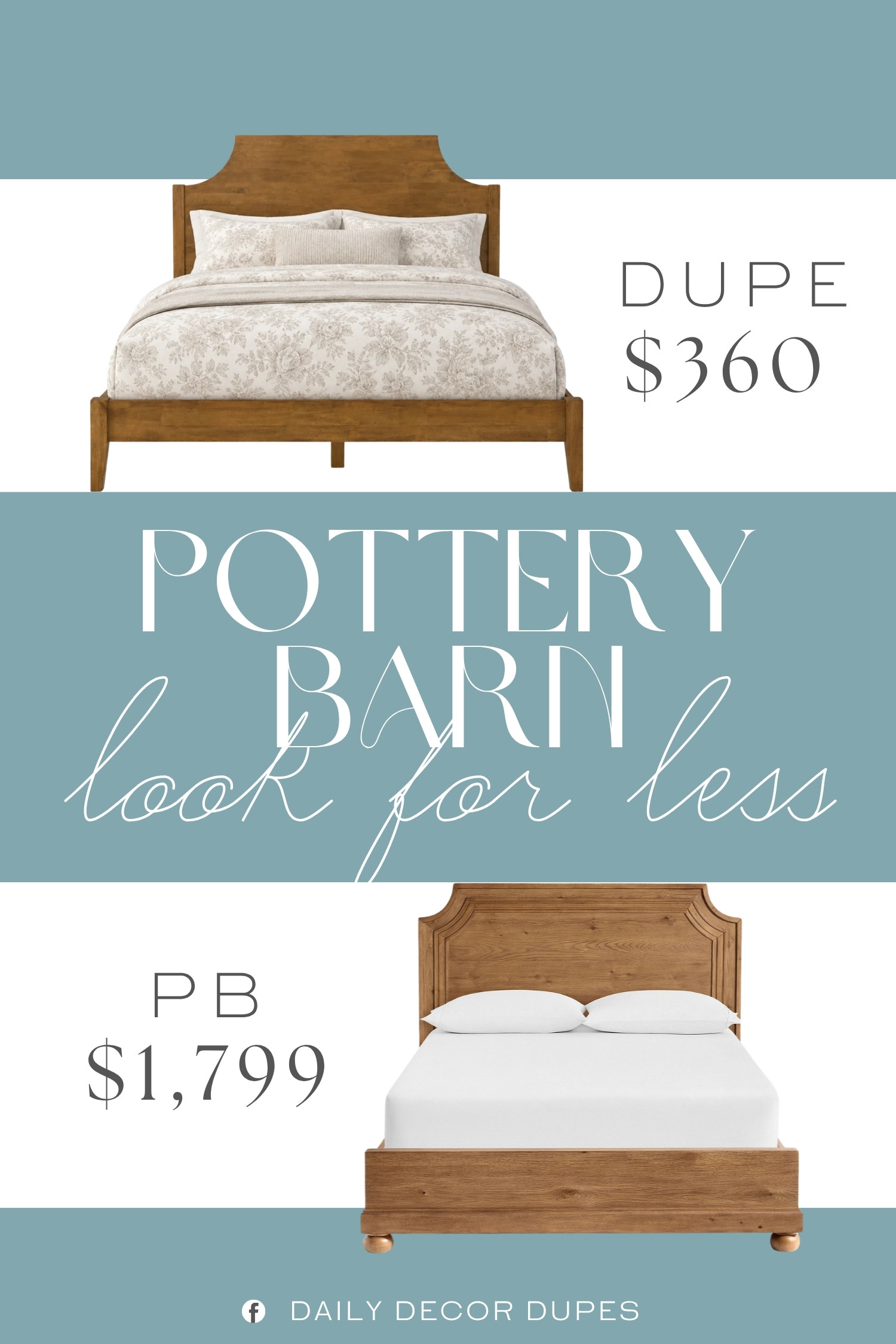 A classic wood bed with beautiful character and a timeless silhouette, without the high-end price tag. This Pottery Barn Beatrix-inspired bed brings warmth, charm, and an elevated feel to the bedroom. The sculptural headboard adds a gorgeous focal point while the rich wood finish keeps the look cozy and inviting. It pairs beautifully with neutral bedding, layered textures, and soft bedroom accents. A beautiful way to create that designer-inspired bedroom look while staying budget-friendly. ✨🤎🛏️

Home more affordable option find similar look for less budget friendly affordable cheap cheaper beautiful pretty. Clearance sale coupon code discount code promo code luxury Inspo inspiration inspired by idea ideas Love like these? I share multiple every day in my FB group.
#PotteryBarnInspired #BedroomDecor #WoodBed #WoodBedFrame #BedroomInspo #BedroomDesign #ClassicBedroom #WarmWoodDecor #FurnitureFinds 

 #LTKHome