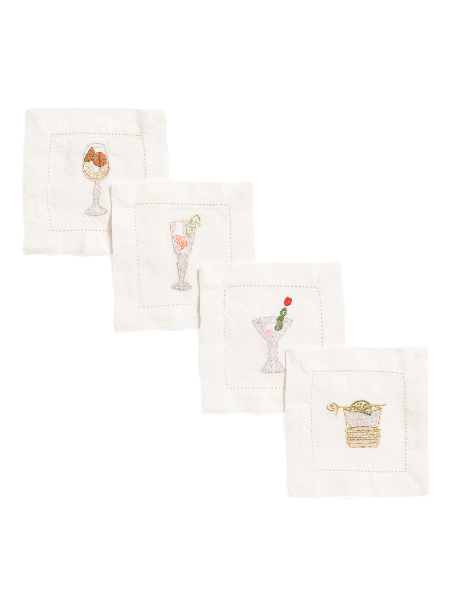 Set Of 4 Hand Embroidered Linen Coasters | Kitchen & Dining Room | Marshalls | Marshalls
