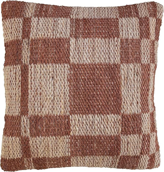 Creative Co-Op 20 Inches Woven Jute and Cotton Square Pattern, Brown and Natural Pillow | Amazon (US)