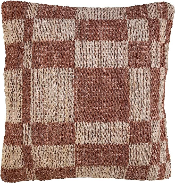 Creative Co-Op 20 Inches Woven Jute and Cotton Square Pattern, Brown and Natural Pillow | Amazon (US)