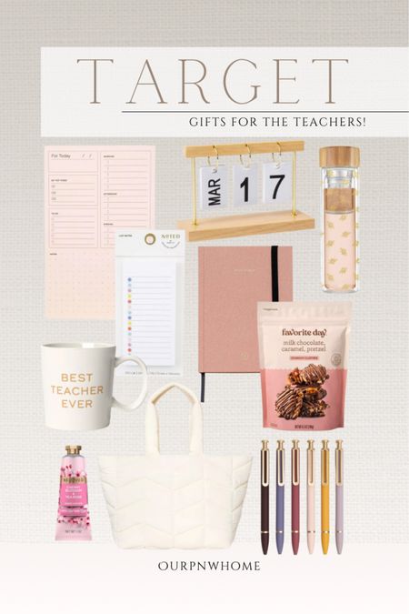 Gifts for the teachers from Target 🎯 

Notebooks, office supplies, home office, teacher supplies, desk calendar, glass tumbler, coffee mug, tote bag, pens, hand lotion, snacks, post it’s, notepads, task pads, teacher gifts

#LTKFamily #LTKKids #LTKGiftGuide