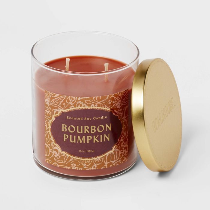 15.1oz Lidded Glass Jar 2-Wick Bourbon Pumpkin Candle - Opalhouse™ | Target
