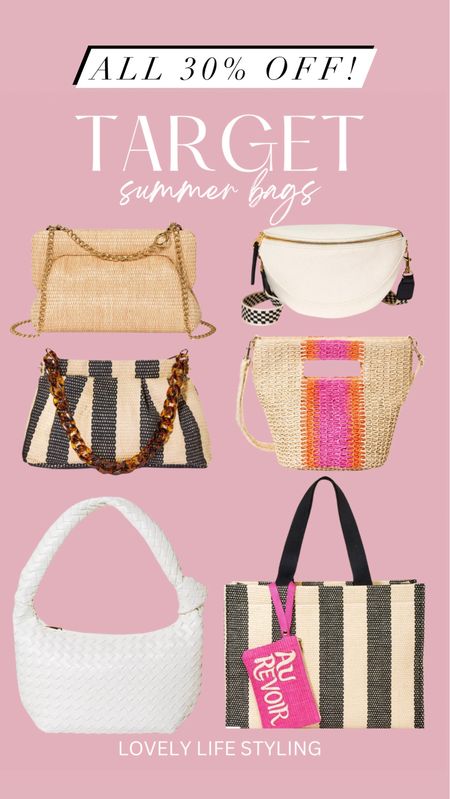Target summer bags 30% off!
Belt bag
Beach tote 
Look for less


#LTKSeasonal #LTKSaleAlert #LTKFindsUnder50
