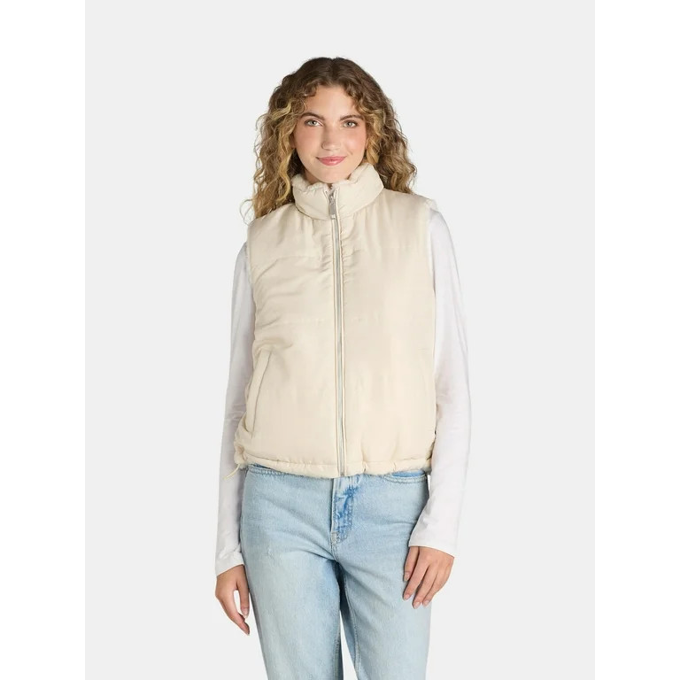 Time and Tru Women’s Faux Fur/Puffer Reversible Vest, Sizes XS-XL | Walmart (US)