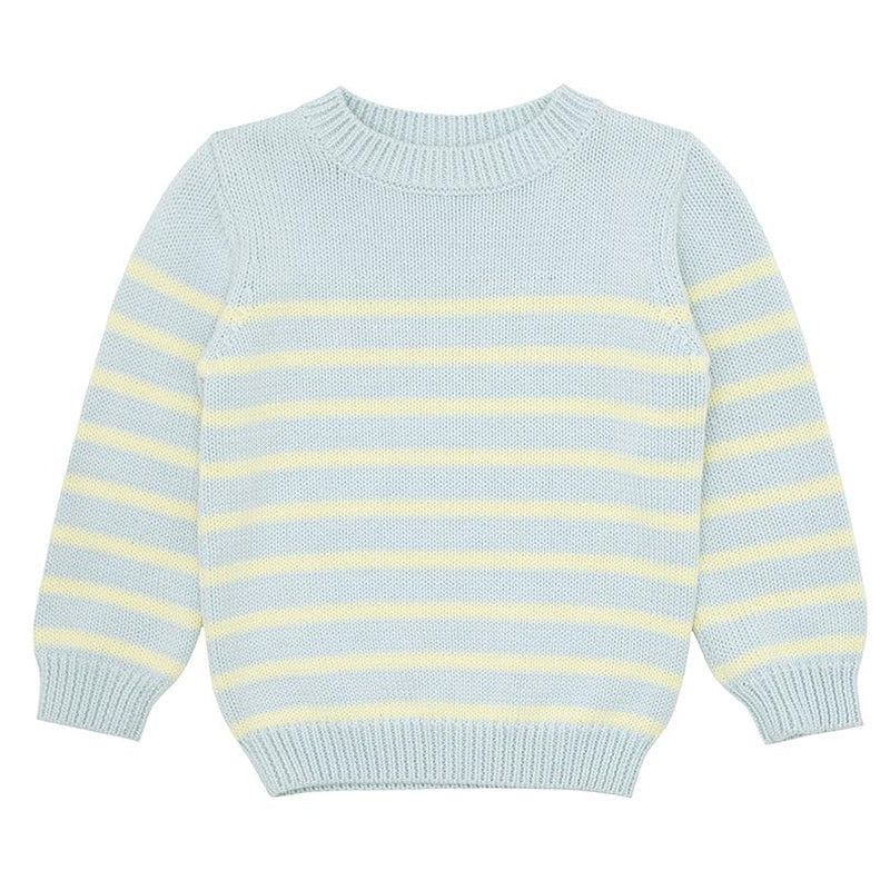 blue and yellow stripe knit sweater | minnow