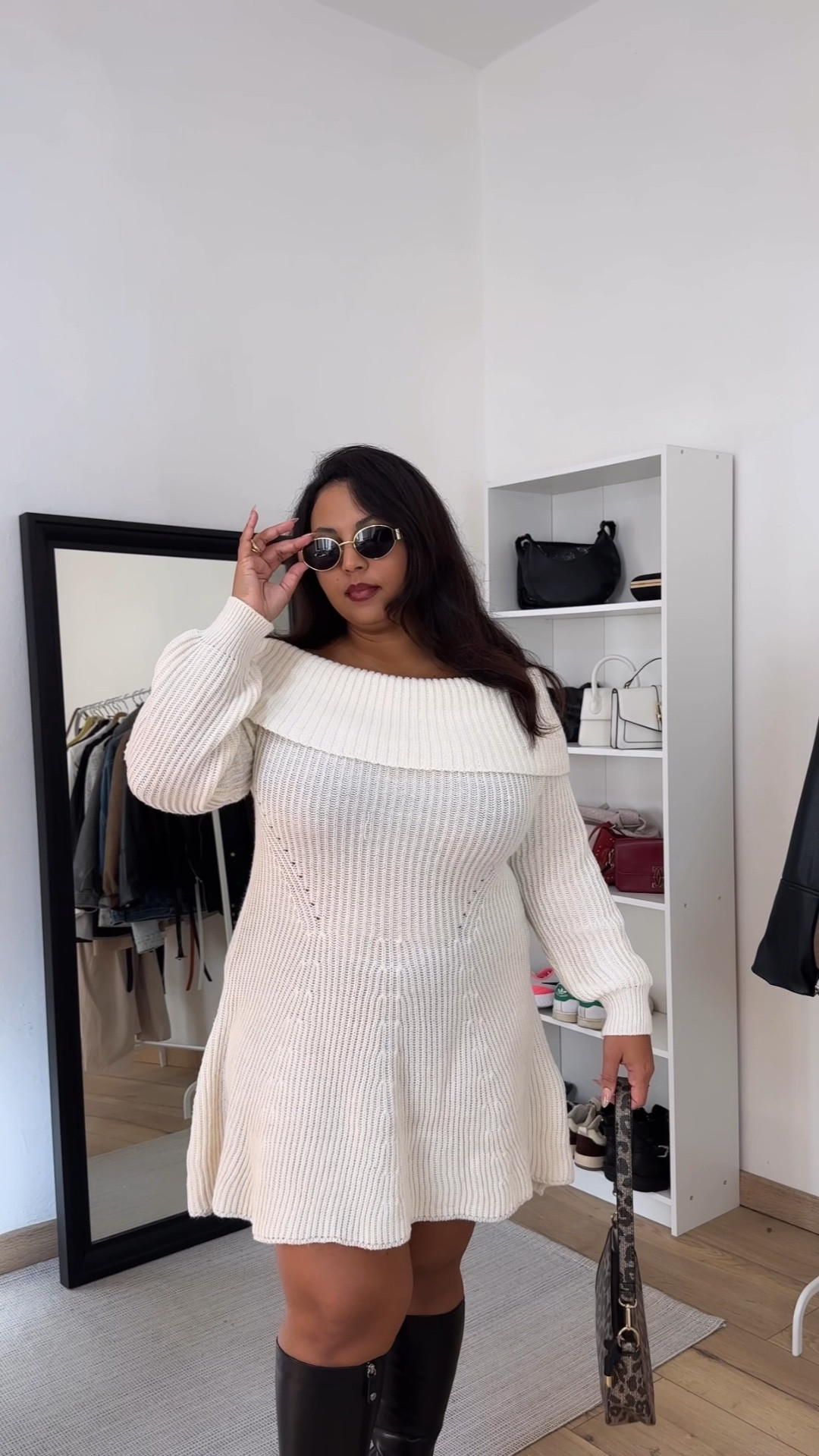 The perfect off shoulder dress for winter 🤍
#offshoulderdress #winterfashion #knitdress #curvyfashion

#LTKplussize #LTKmidsize #LTKcurves