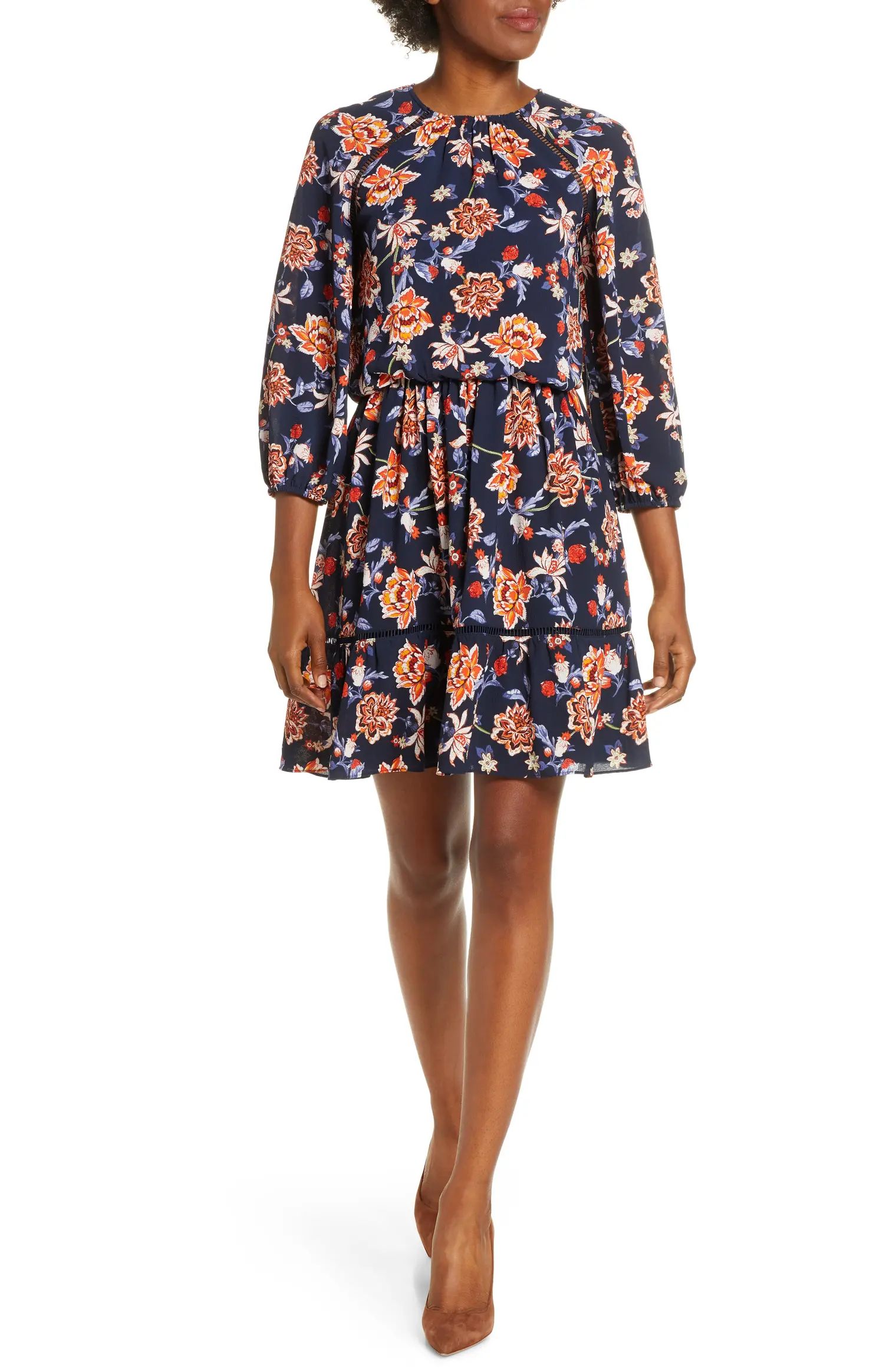 Floral Crepe Blouson Dress | Nordstrom