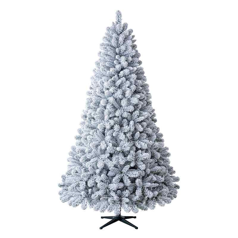 (B15) Unlit Flocked Nordmann Fir Christmas Tree, 7.5' | At Home