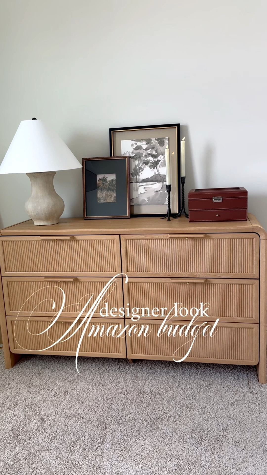 So impressed with this gorgeous new dresser from Amazon! Love the curved edges, deep drawers and beautiful fluted design! 10/10!

Amazon dresser, designer inspired home finds, look for less dresser, oak dresser, guest bedroom, master bedroom, affordable dresser, Amazon bedroom finds, Amazon home finds