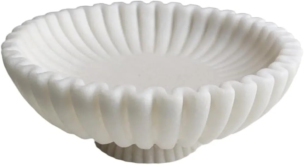 12" Large Decorative Bowl decor , Scalloped Pedestal Bowls for Modern Home Decor,Ruffle Decor,Sty... | Amazon (US)