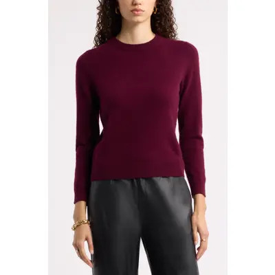 Nordstrom Shrunken Cashmere Crewneck Sweater in Blue Poseidon at Nordstrom, Size Large | Nordstrom