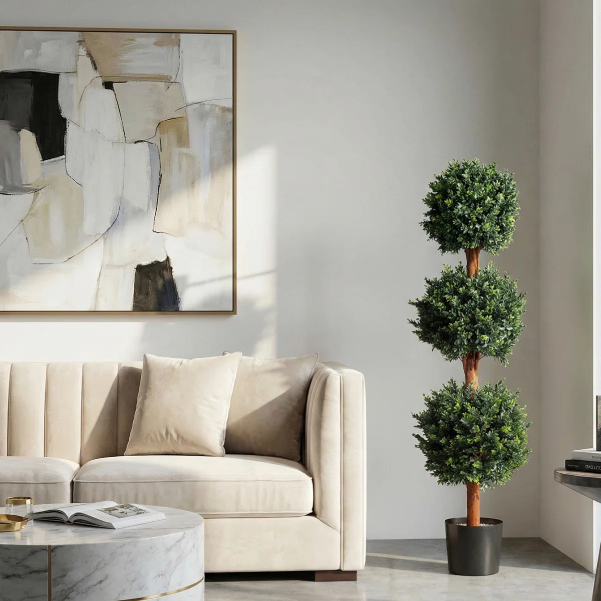 Darby Home Co Artificial Tree - 5FT Faux Hedyotis Topiary Ball Plant in Weighted Pot - Fake Plant... | Wayfair North America
