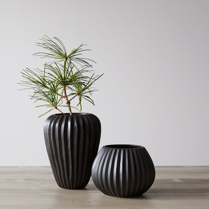 Sanibel Black Textured Ceramic Vases | West Elm (US)