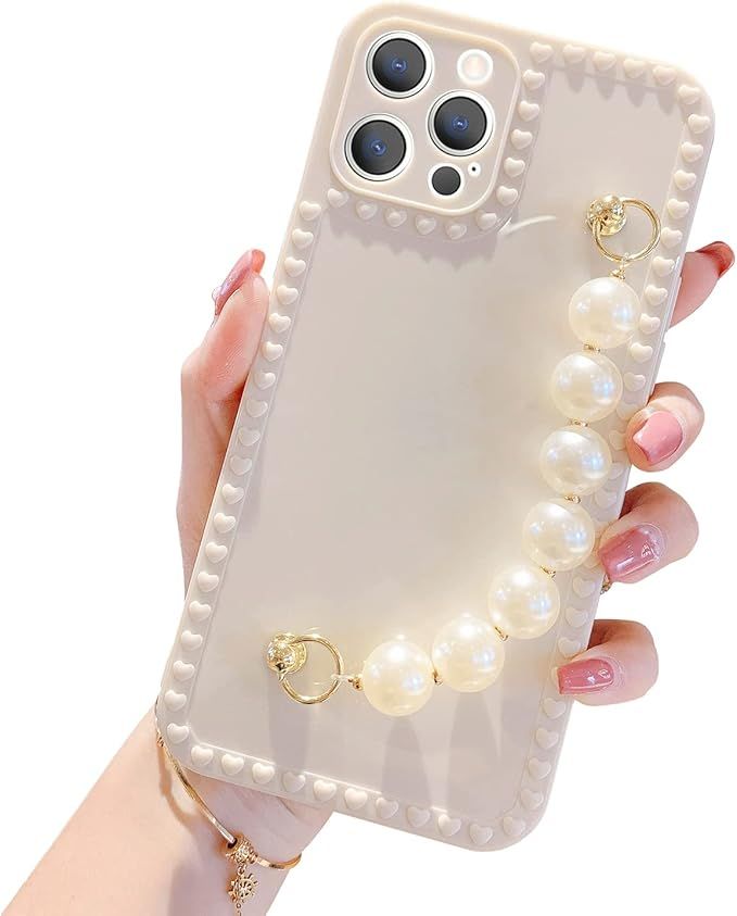 Compatible for iPhone 12 Pro Max Case(6.7 inch),Bling Luxury Fashion Pearl Glitter with Gold Edge... | Amazon (US)