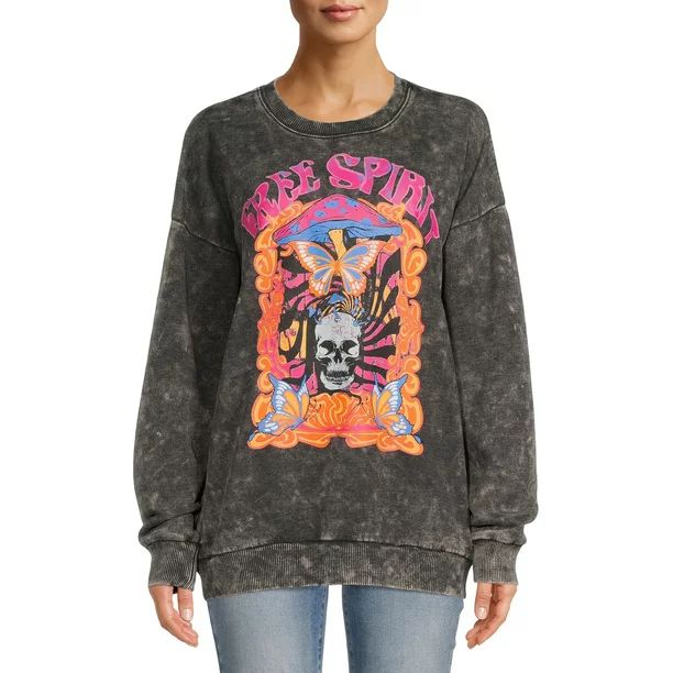 No Boundaries Juniors' Washed Pullover Sweatshirt - Walmart.com | Walmart (US)