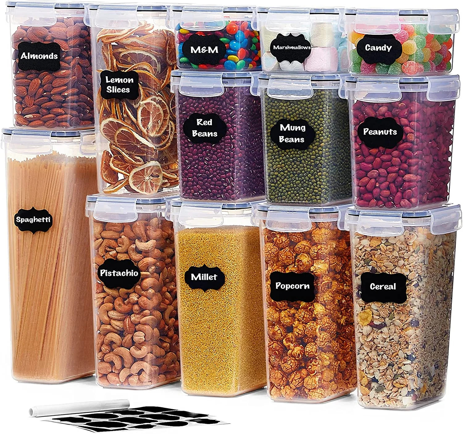 Lifewit 13pcs Airtight Food Storage Containers Set with Labels Marker for Kitchen Pantry, Sugar F... | Walmart (US)