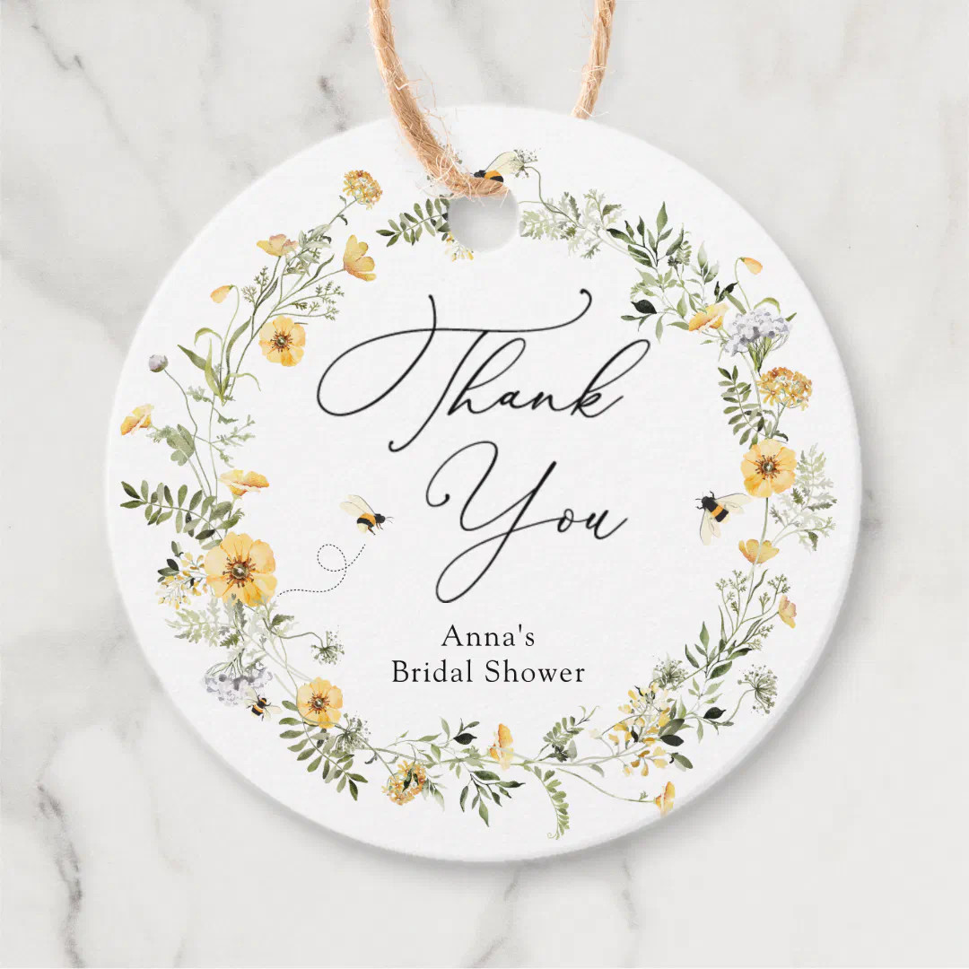 Bee and Wildflower Bridal Shower Gift Tags | Zazzle | Zazzle