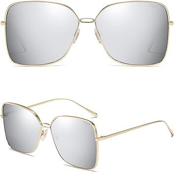 Fashion Oversized Square Sunglasses for Women Flat Mirrored Lens SJ1082 | Amazon (US)