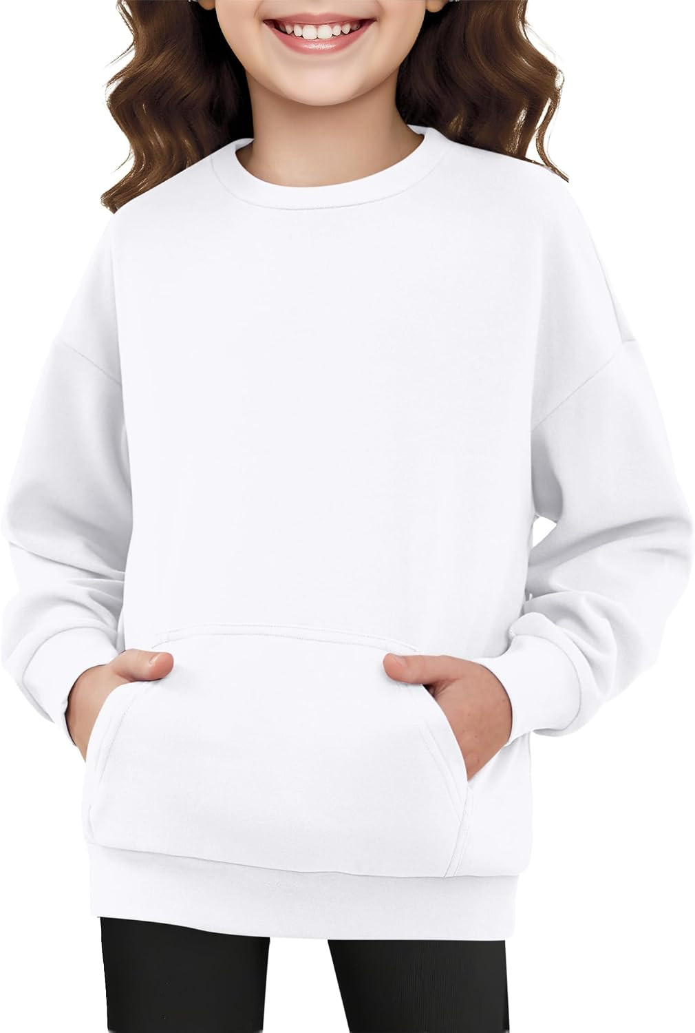 Girls Crewneck Sweatshirts Kids Long Sleeve Tops Cute Oversized Hoodless | Amazon (US)