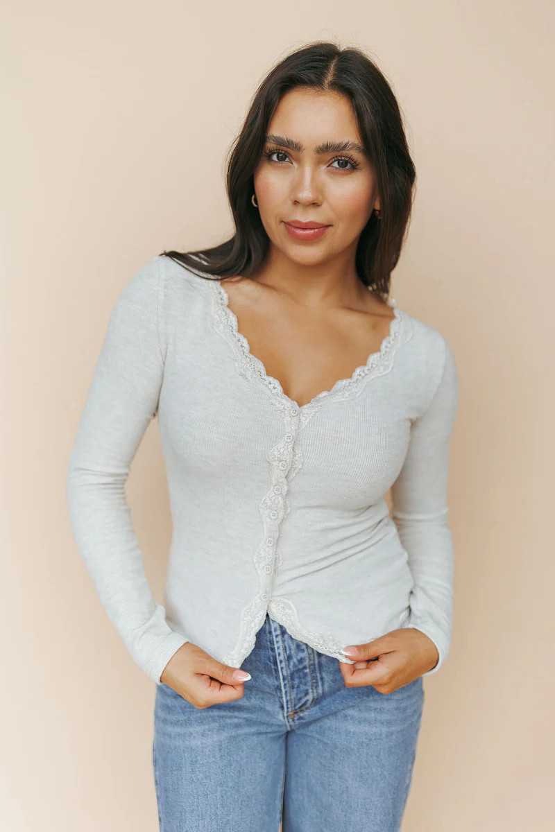 Emmie Lace Top in Oatmeal | Henly