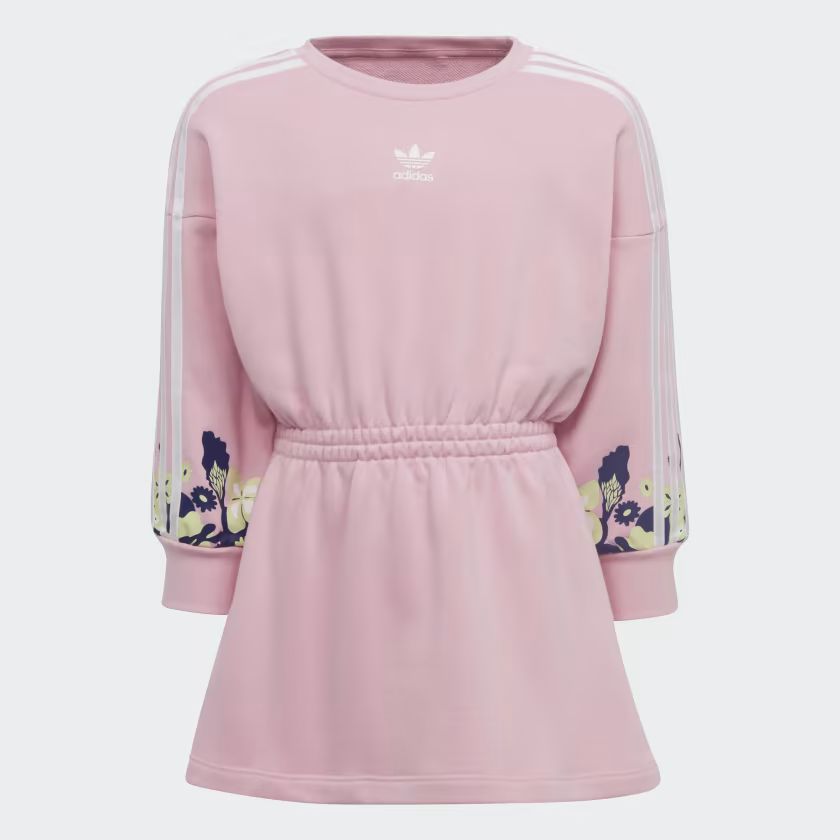 adidas Flower Print Long Sleeve Dress - Pink | kids lifestyle | adidas US | adidas (US)