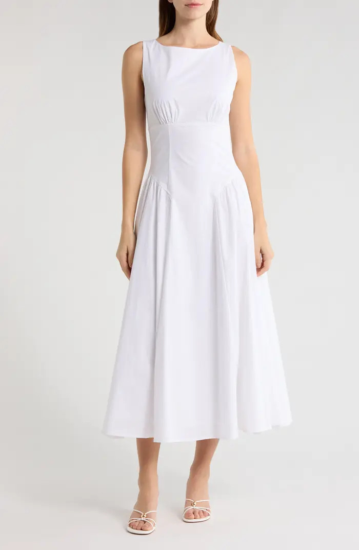 STAUD Gwen Shaped Waist Stretch Cotton Dress | Nordstrom | Nordstrom