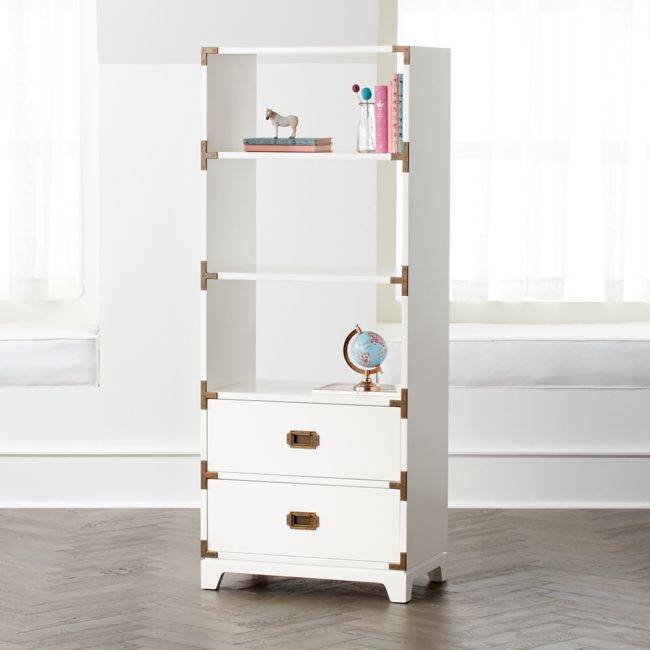 White Campaign Bookcase | Crate & Barrel
