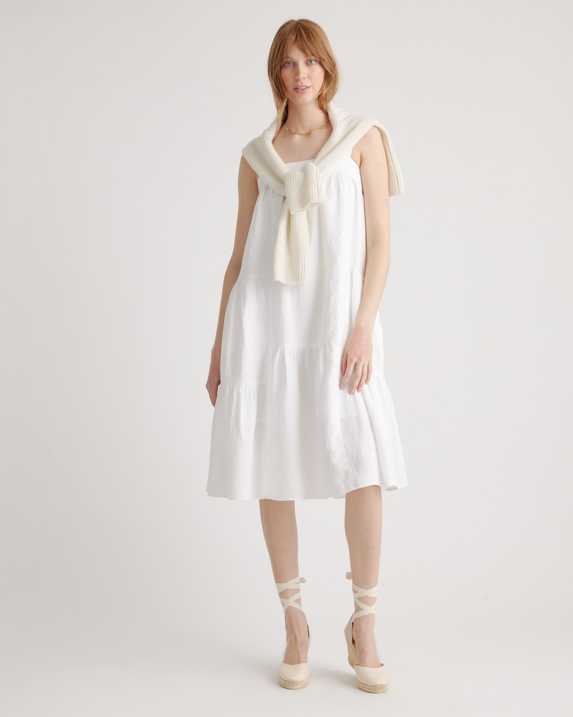 100% European Linen Trapeze Midi Dress | Quince