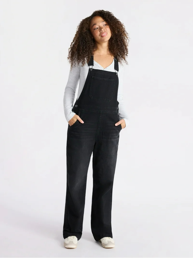 No Boundaries Baggy Denim Overalls, Women's | Walmart (US)