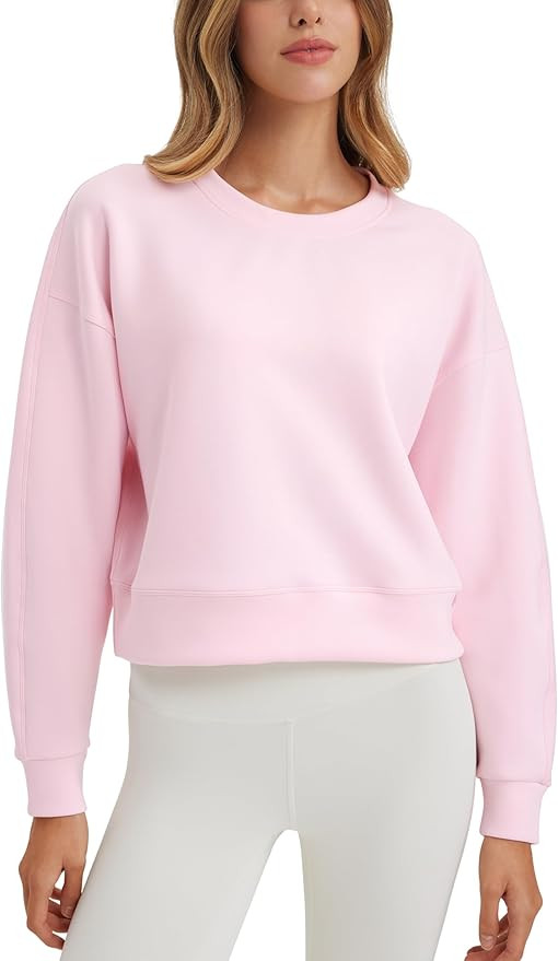 CRZ YOGA Womens SoftAura Crewneck Sweatshirt Long Sleeve Workout Casual Pullover Basic Fall Tops | Amazon (US)