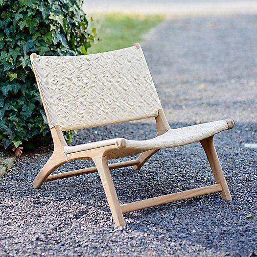 Havana Wicker + Teak Armless Chair, Neutral Diamond | Terrain