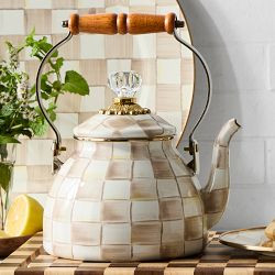 MacKenzie-Childs Mocha Check Tea Kettle | Williams-Sonoma