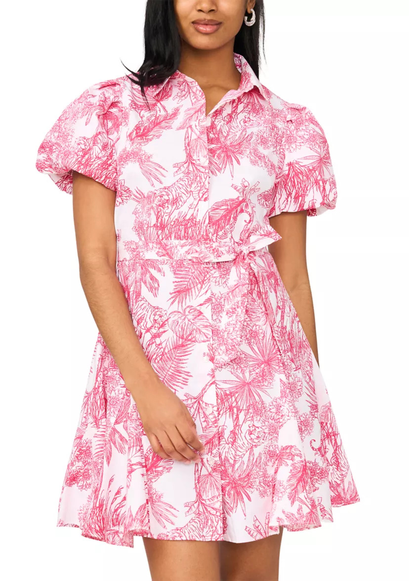 Women's Short Puff Sleeve Printed Babydoll Dress | Belk