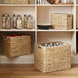 StyleWell Rectangular Bulrush Storage Basket (Set of 3) THD-42566711 - The Home Depot | The Home Depot