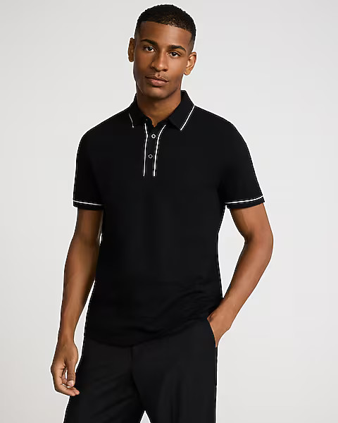 Piped Luxe Pique Polo | Express