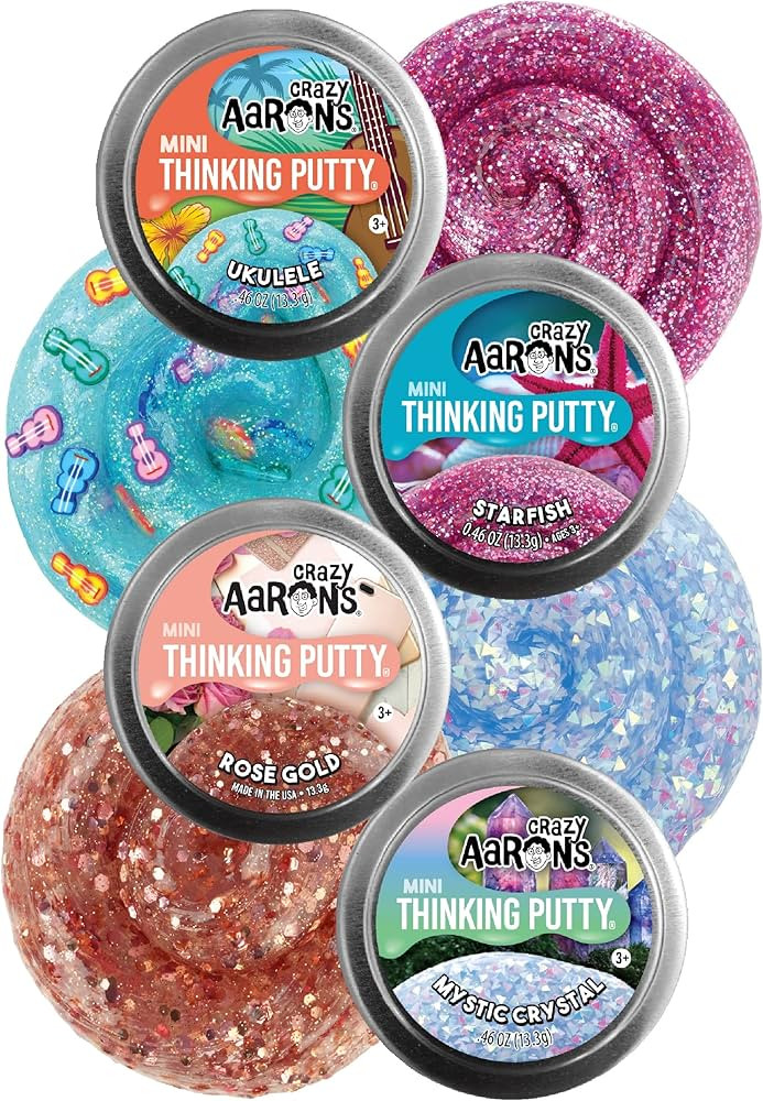 Crazy Aaron's Putty Mini Tins Mystical Crystal, Ukulele, Starfish & Rose Gold Gift Set Bundle - 4... | Amazon (US)