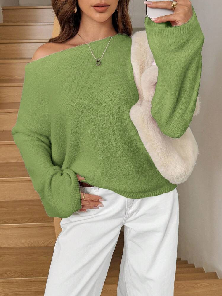 Easowa Women's Oversized Asymmetrical Neck Long Sleeve Sweater Top With Embroidered Heart Pattern, One Shoulder Design Knit Sweater Loose Fit Long Sleeve Top Perfect For Valentine's Day Sweet Pink Knitted Heart Pattern Off Shoulder Sweater For Women Chic Long Sleeve Loose Fit Top Cute Women's Light Pink Sweater With Red Hearts Off Shoulder Design Relaxed Fit Long Sleeve Knitwear Winter Sweaters For Women Spring Women Valentines For Women Beach Vacations Women Pink Top | SHEIN