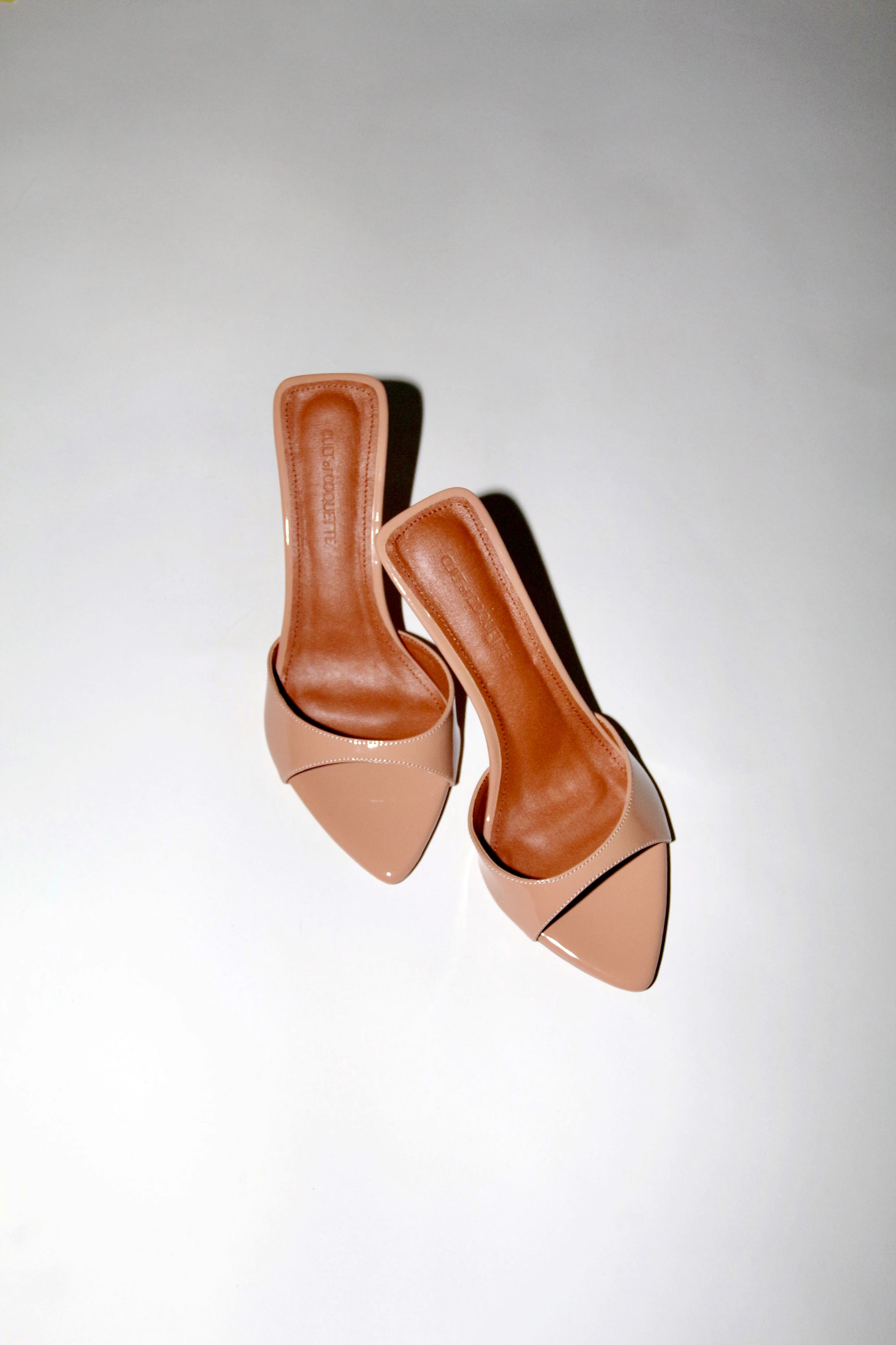 Zena Nude Patent Vegan Mules 80 mm | CULT OF COQUETTE