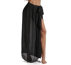 Eicolorte Beach Sarong Pareo Womens Semi-Sheer Swimwear Cover Ups Short Skirt with Tassels | Amazon (US)