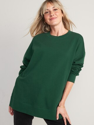 Oversized Boyfriend Garment-Dyed Tunic Sweatshirt for Women | Old Navy (US)