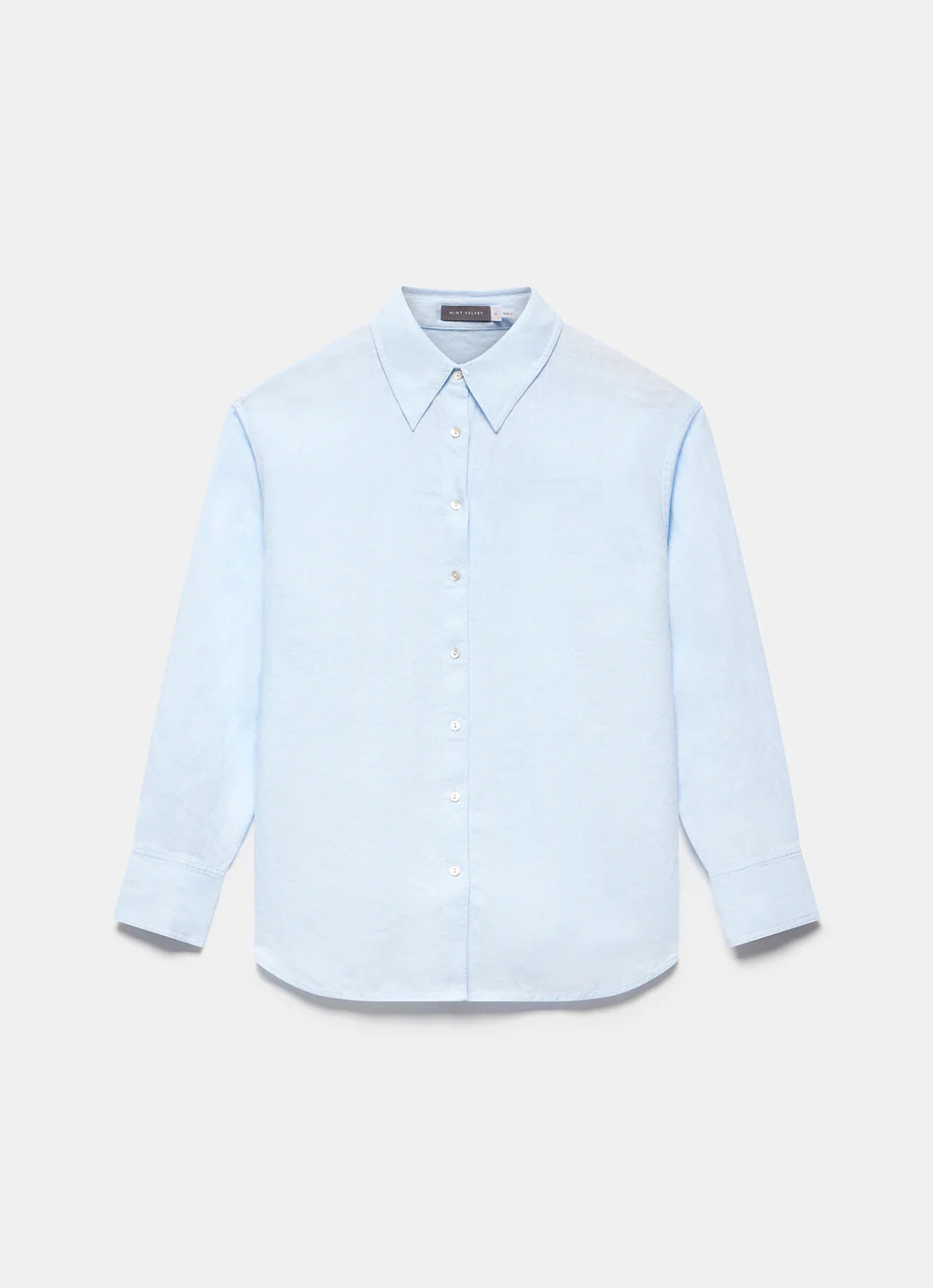Blue Linen Long Sleeve Shirt | Mint Velvet - US