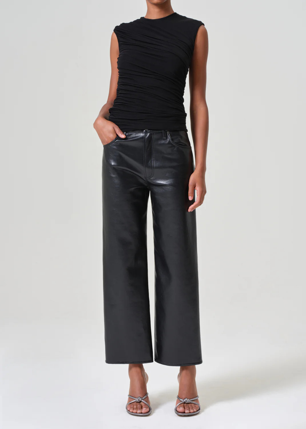 Ren High Rise Wide Leg Recycled Leather in Detox | AGOLDE