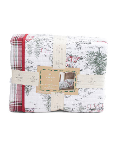 Lodge Toile Reverse To Plaid Quilt Set | TJ Maxx