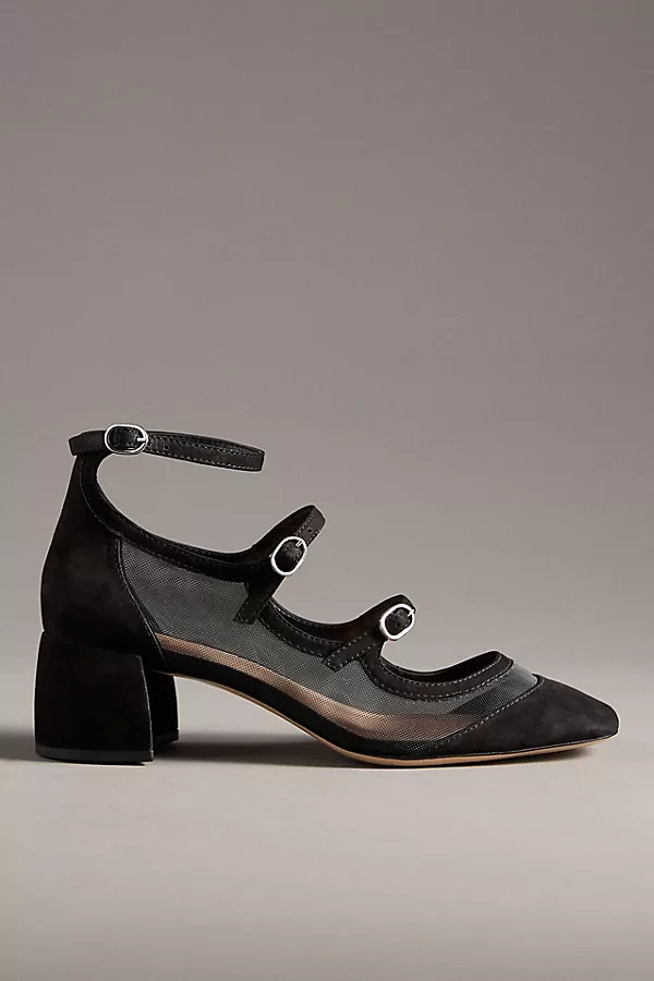 Mesh Triple-Strap Mary Jane Heels | Anthropologie (US)