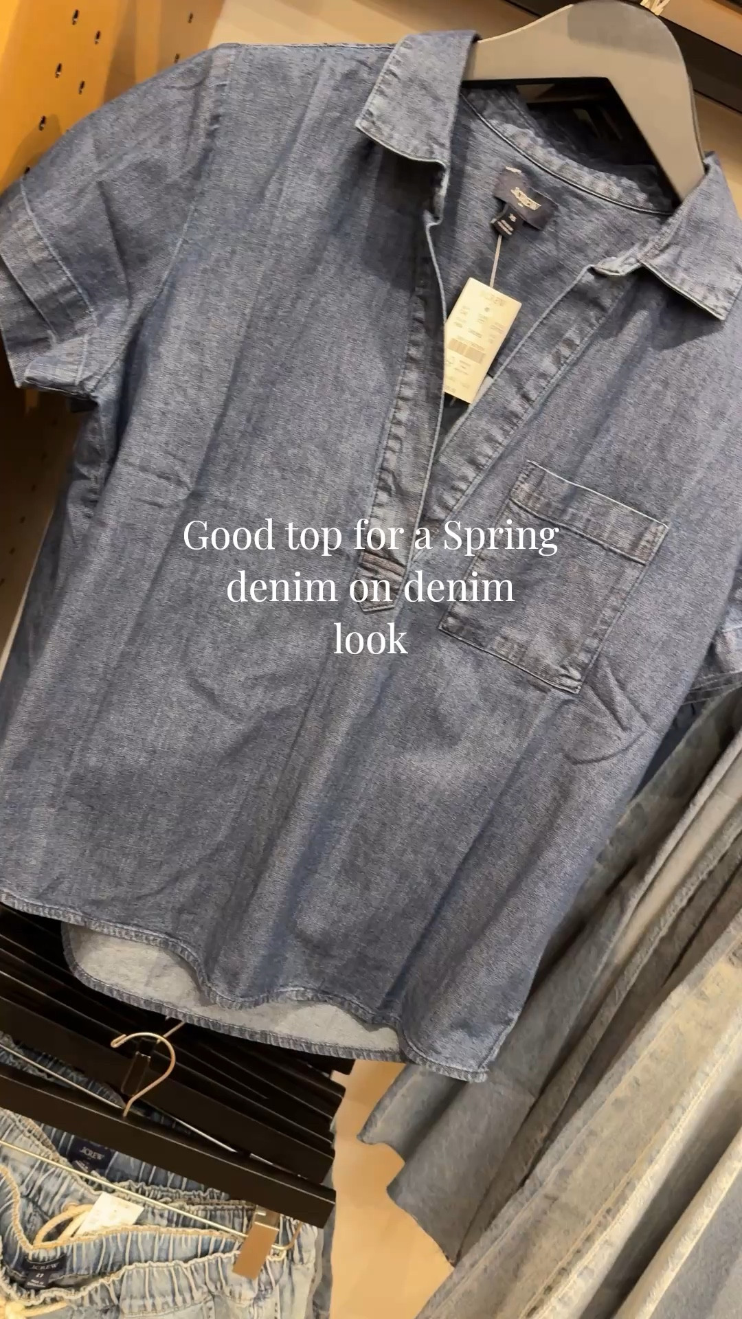 Spring outfit. Denim on denim. 
Chambray shirt in a classic popover style that’s easy to wear. 
Darker denim wash looks good with lighter denim bottoms or white jeans. 
True to size. 


#LTKootd #LTKOver40