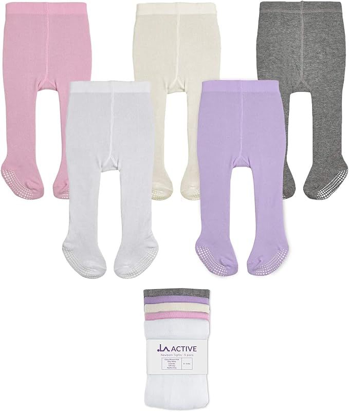 LA ACTIVE Baby Girl Tights Warm Cotton Leggings Tights, Non-Skid Seamless Cable Knit Stockings fo... | Amazon (US)