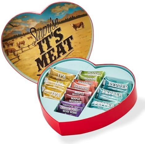 Valentine’s Day Gift for Men – Meat Heart with 14 Beef & Pork Sticks – Heart-Shaped Meat Sn... | Amazon (US)